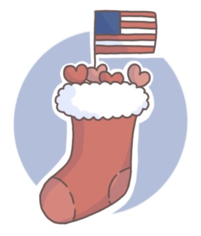 Donations to Stockings for Soldiers spreads cheer and appreciation to troops overseas during the holiday season. Image created by Trisha Yu. 