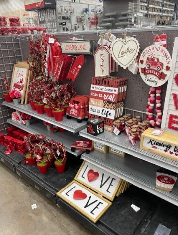 Stores are stocked with hearts, candy and Valentines décor. 