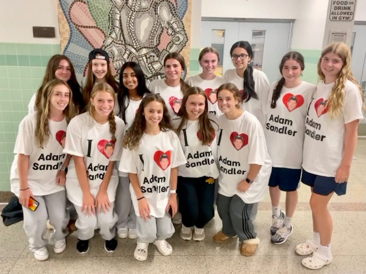A group of juniors spread Nanuet Knight spirit with a nod to the great Adam Sandler on the first day of Nanuets new Homecoming Spirit Week.