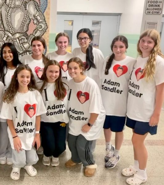 A group of juniors spread Nanuet Knight spirit with a nod to the great Adam Sandler on the first day of Nanuets new Homecoming Spirit Week.