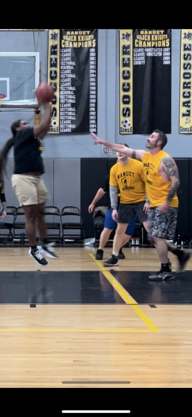 The crowd roared as Nanuet staff demonstrated their basketball skills. 